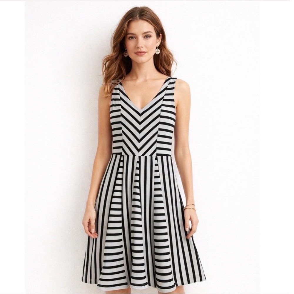 Anthropologie Saturday Sunday Striped A Line Knit Sleeveless Preppy Dress Small